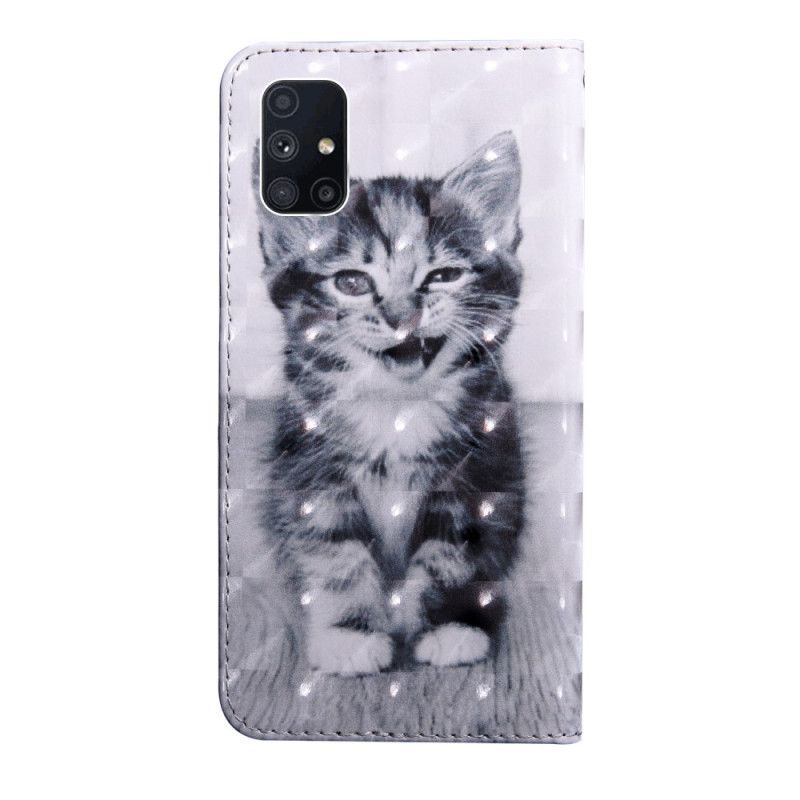 Lederhüllen Samsung Galaxy M51 Handyhülle Schwarz-Weiße Katze