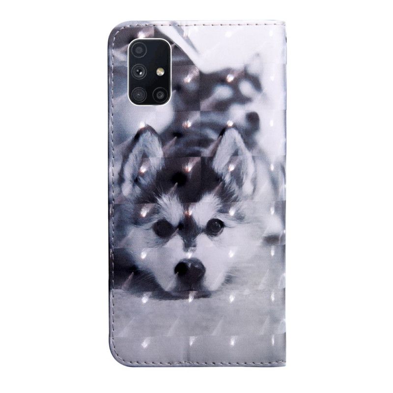 Lederhüllen Samsung Galaxy M51 Handyhülle Schwarzweiss-Hund