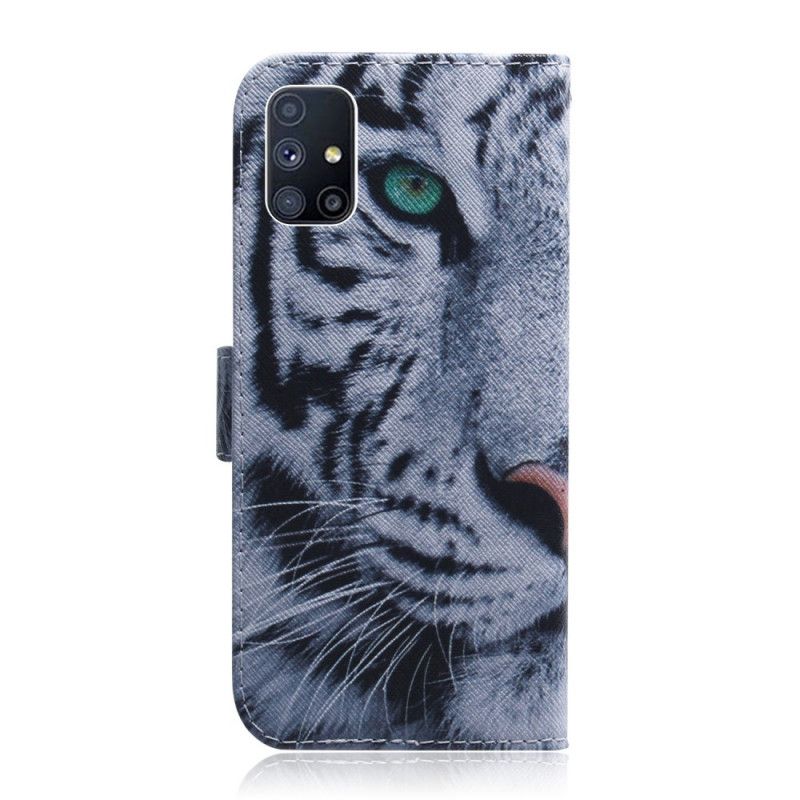 Lederhüllen Samsung Galaxy M51 Handyhülle Tigergesicht