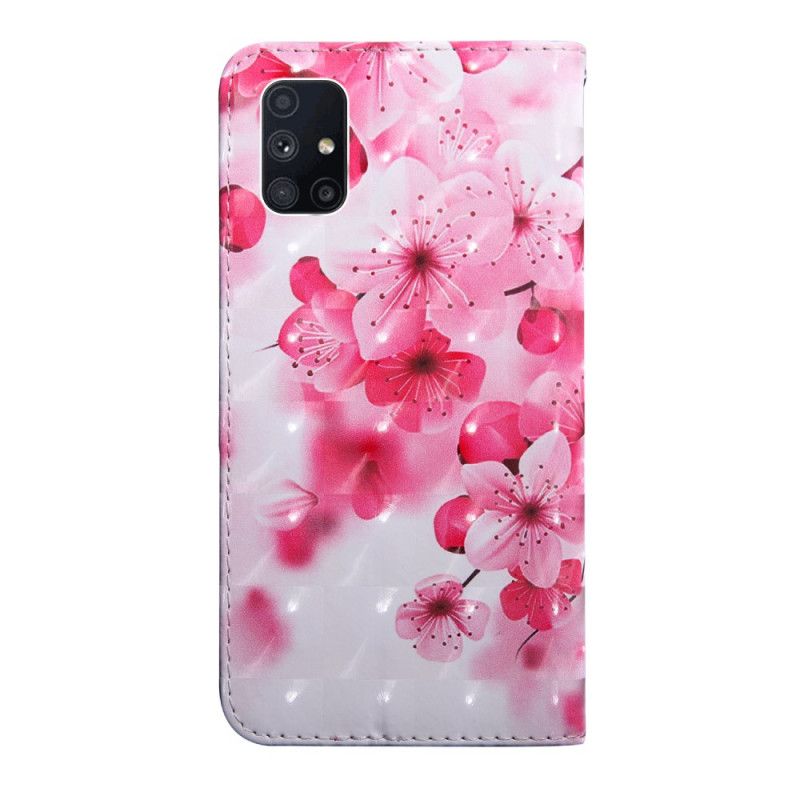 Lederhüllen Samsung Galaxy M51 Rosa Blüten