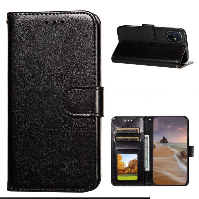 Lederhüllen Samsung Galaxy M51 Schwarz Traditionelles Kunstleder