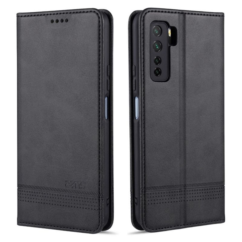 Flip Case Für Huawei P40 Lite 5G Schwarz Azns Lederstil