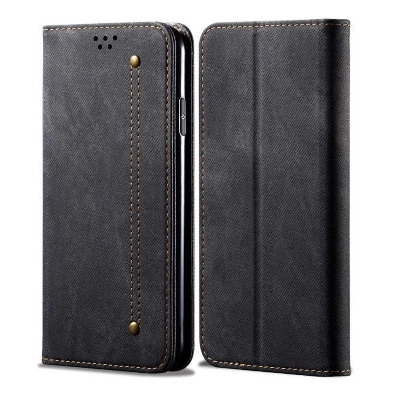 Flip Case Huawei P40 Lite 5G Schwarz Handyhülle Jeansimitat-Jeans