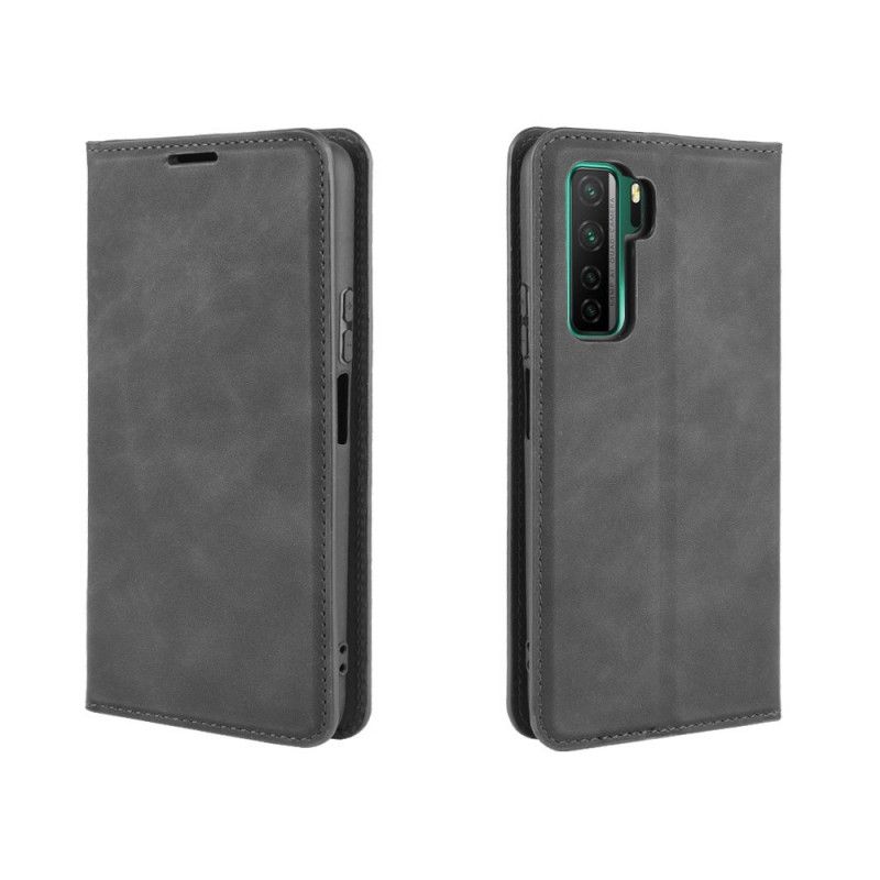 Flip Case Huawei P40 Lite 5G Schwarz Weicher Ledereffekt