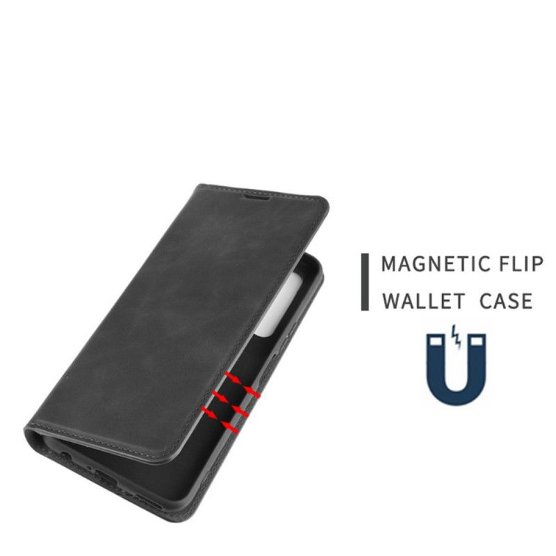 Flip Case Huawei P40 Lite 5G Schwarz Weicher Ledereffekt