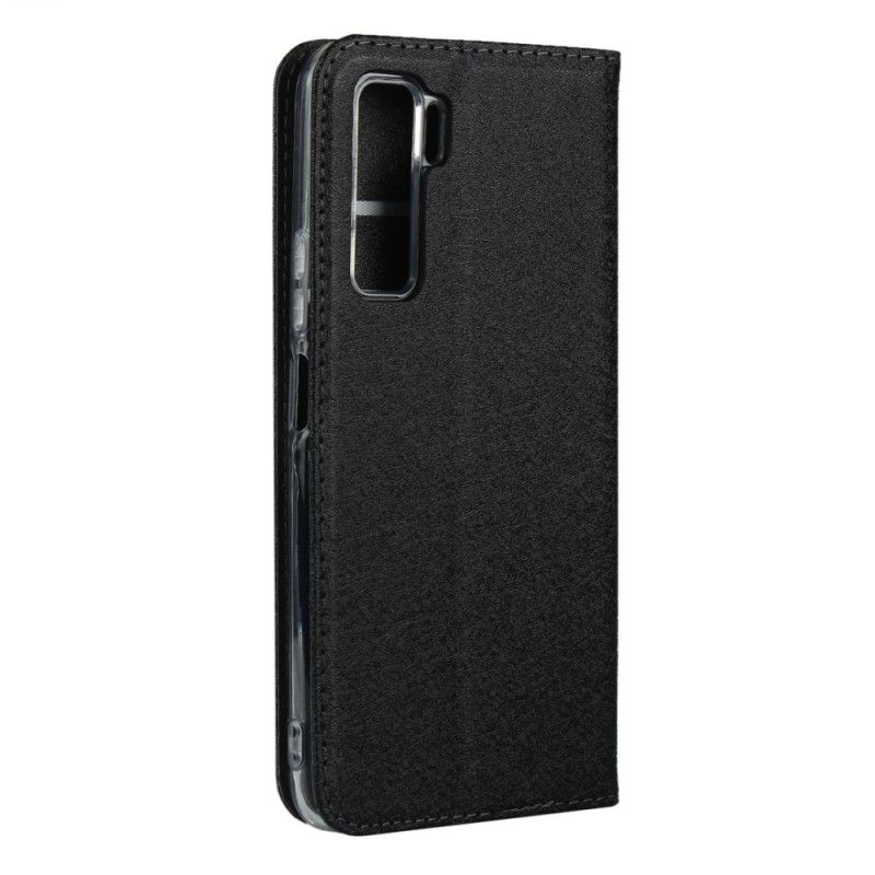 Flip Case Huawei P40 Lite 5G Schwarz Weicher Lederstil Mit Riemen