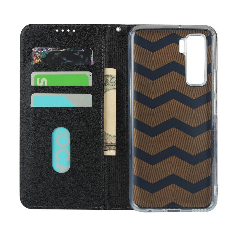 Flip Case Huawei P40 Lite 5G Schwarz Weicher Lederstil Mit Riemen