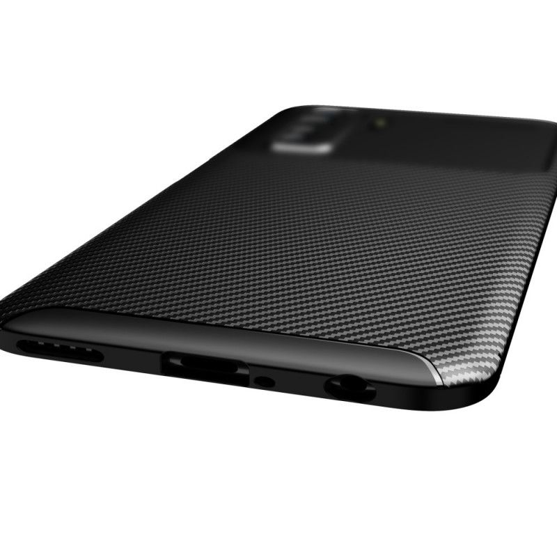 Hülle Huawei P40 Lite 5G Schwarz Flexible Kohlefasertextur