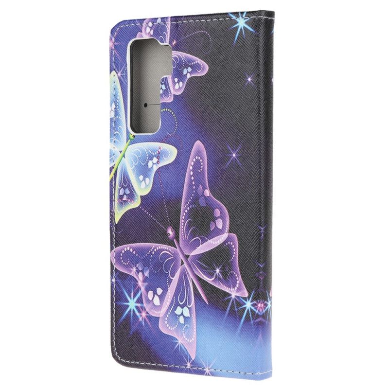 Lederhüllen Für Huawei P40 Lite 5G Hellblau Schmetterlinge Und Blumen