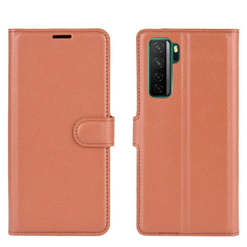 Lederhüllen Huawei P40 Lite 5G Schwarz Klassisches Litschi-Kunstleder