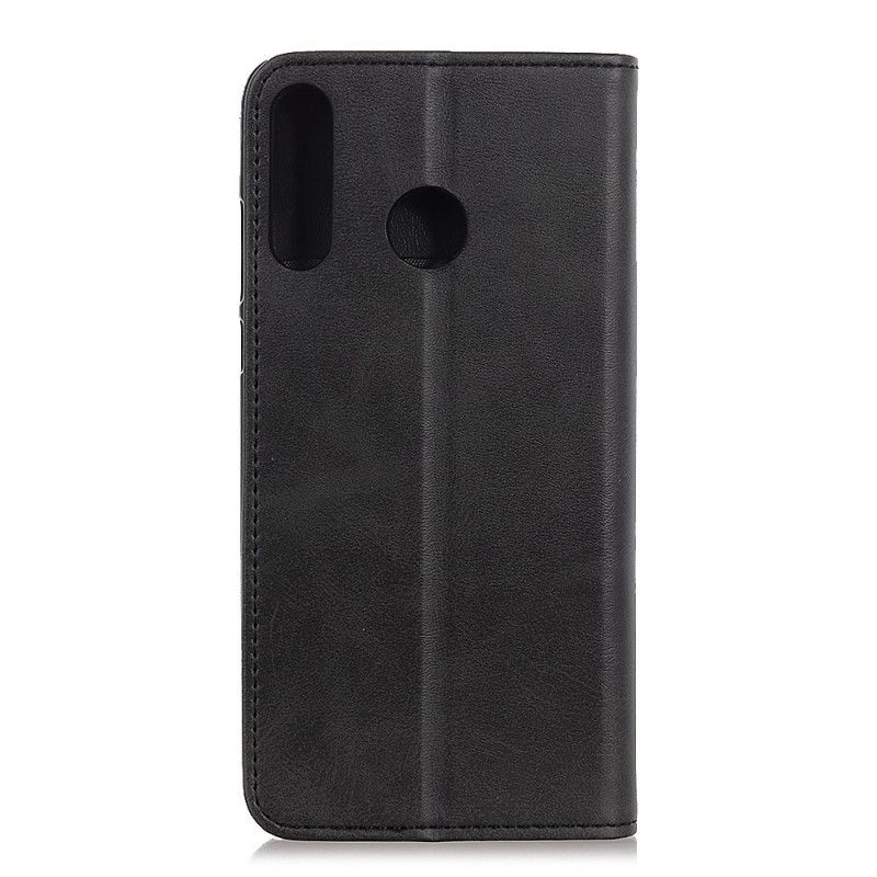 Flip Case Für Samsung Galaxy A20S Schwarz Gespaltenes Leder