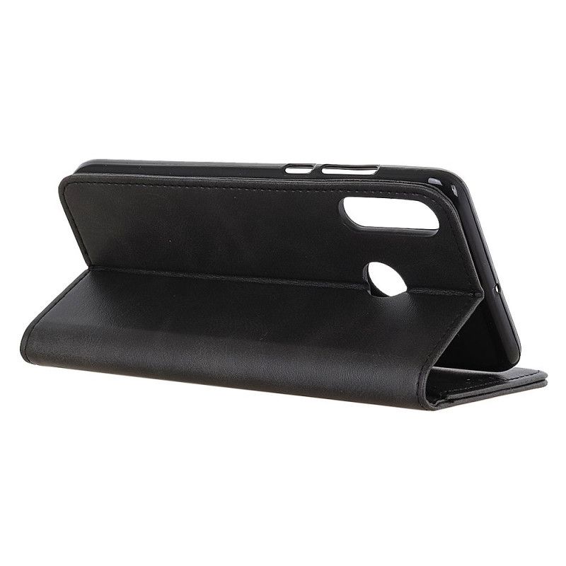 Flip Case Für Samsung Galaxy A20S Schwarz Gespaltenes Leder