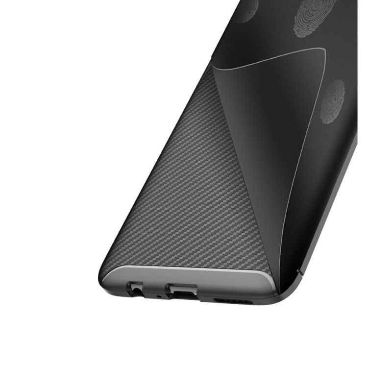 Hülle Für Samsung Galaxy A20S Schwarz Flexible Kohlefasertextur