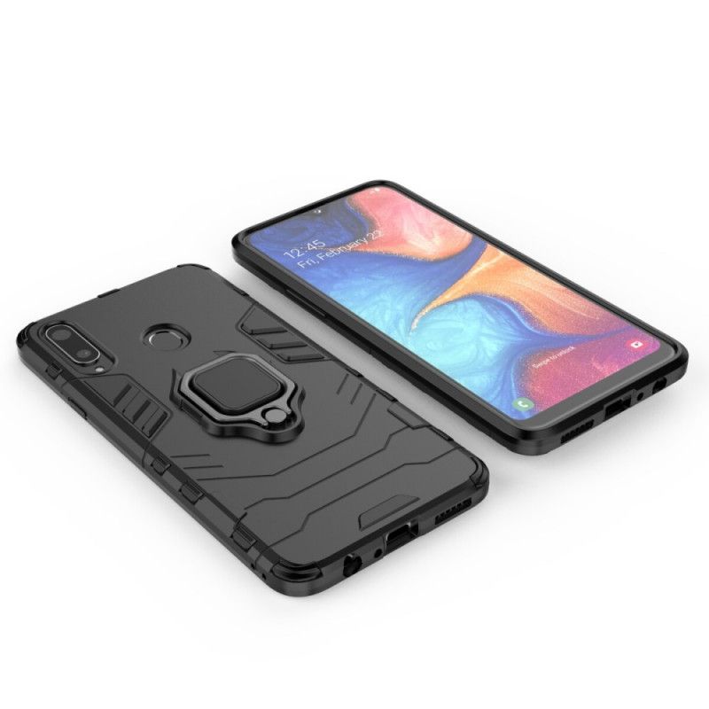 Hülle Samsung Galaxy A20S Schwarz Widerstandsfähiger Ring