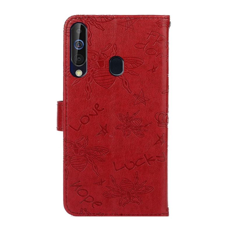 Lederhüllen Für Samsung Galaxy A20S Rot Bienenzauberlächeln