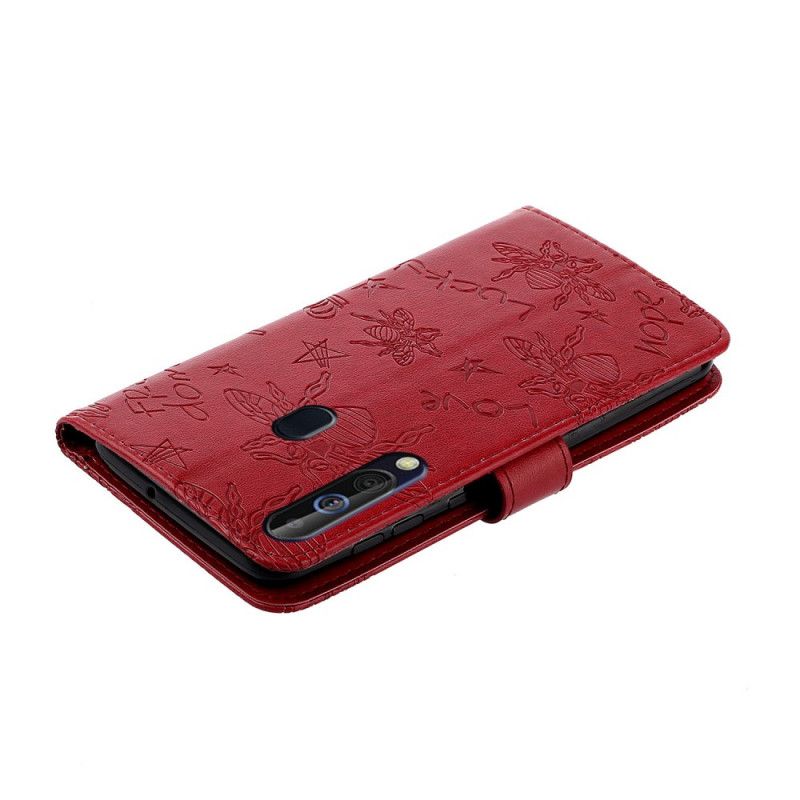 Lederhüllen Für Samsung Galaxy A20S Rot Bienenzauberlächeln