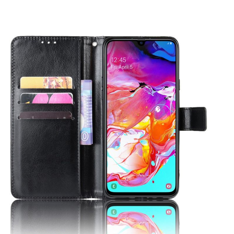 Lederhüllen Für Samsung Galaxy A20S Schwarz Auffälliges Kunstleder