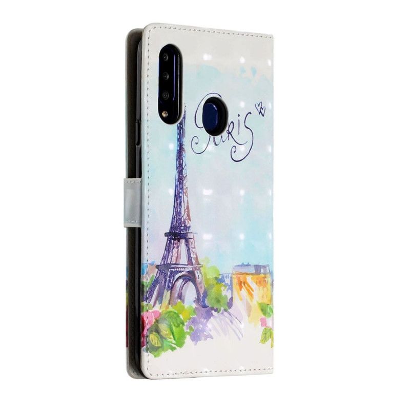 Lederhüllen Samsung Galaxy A20S Eiffelturm In Aquarell