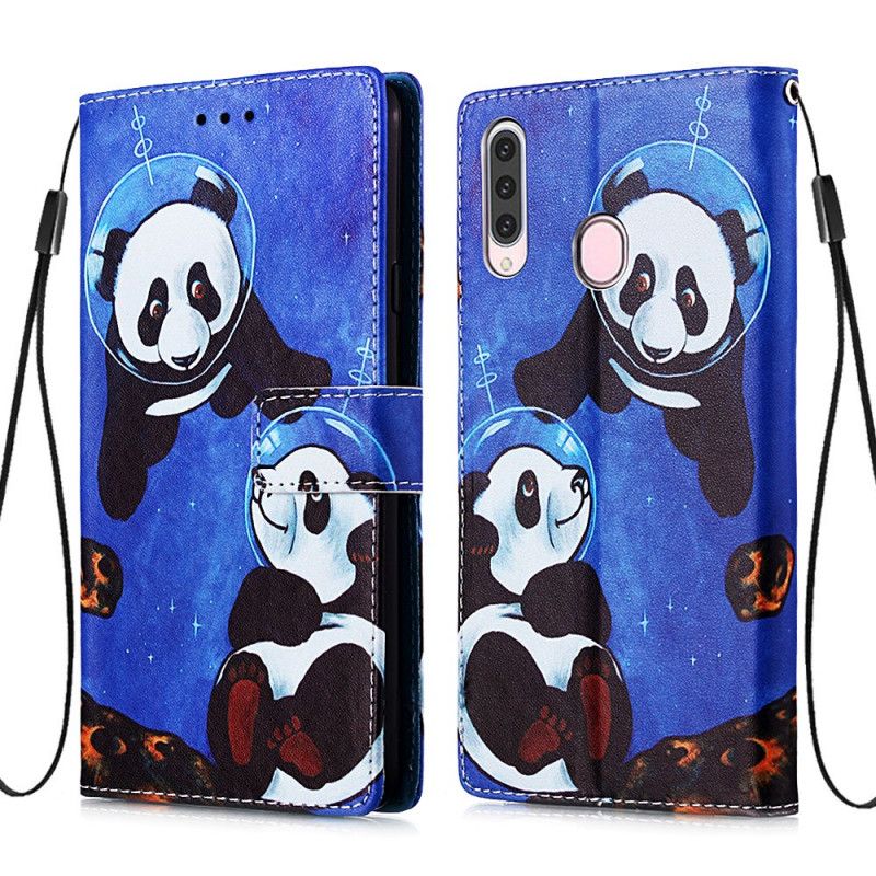 Lederhüllen Samsung Galaxy A20S Panda-Kosmonauten