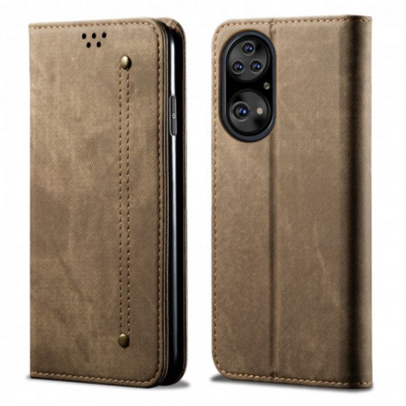 Flip Case Für Huawei P50 Kunstleder-jeansstruktur