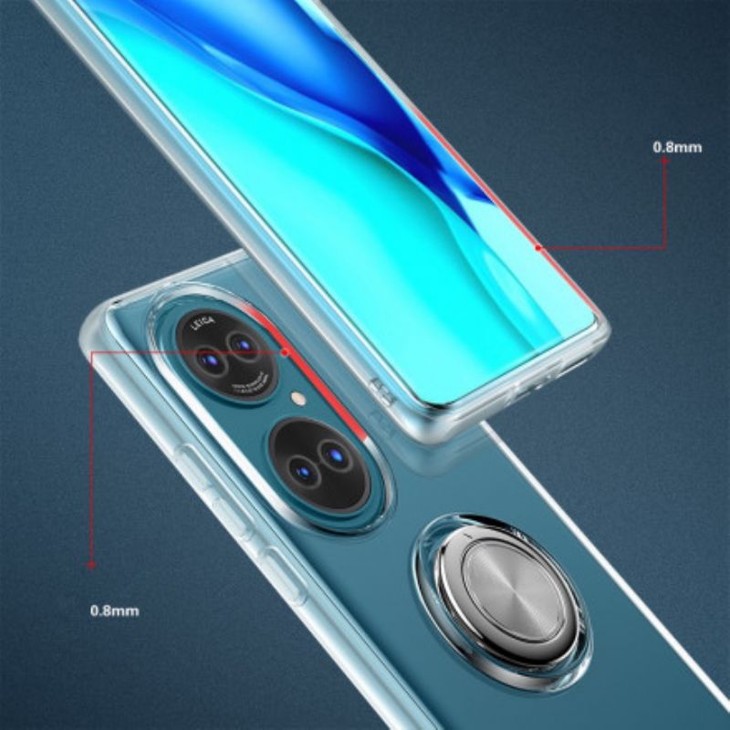 Hülle Huawei P50 Transparenter Einfacher Metallring