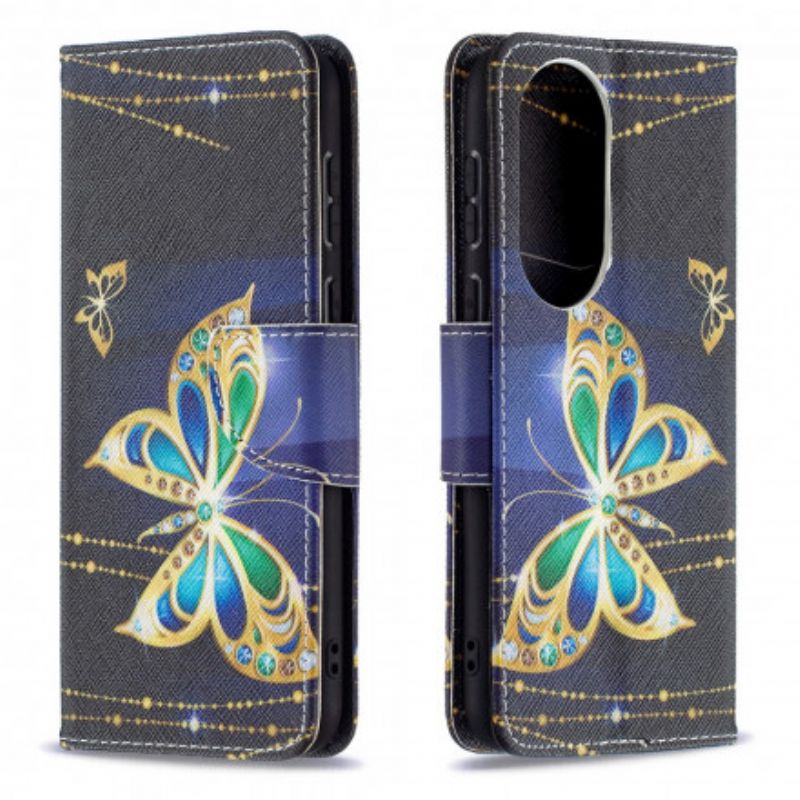 Lederhüllen Huawei P50 Handyhülle Magischer Schmetterling