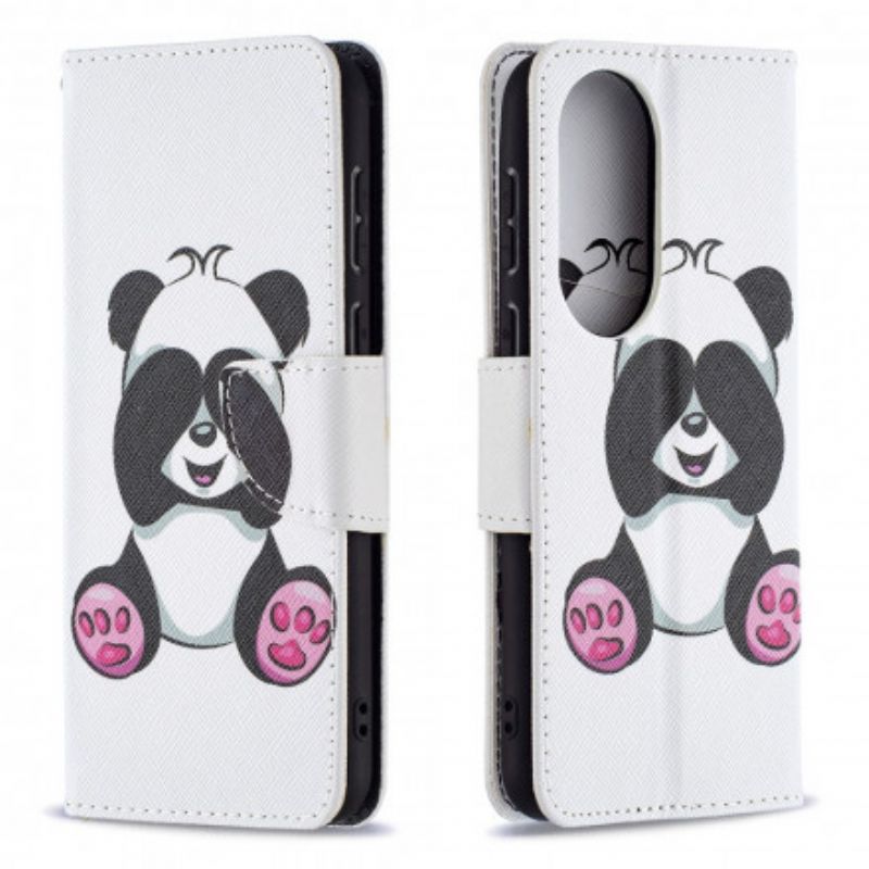 Lederhüllen Huawei P50 Panda Auf Bambus