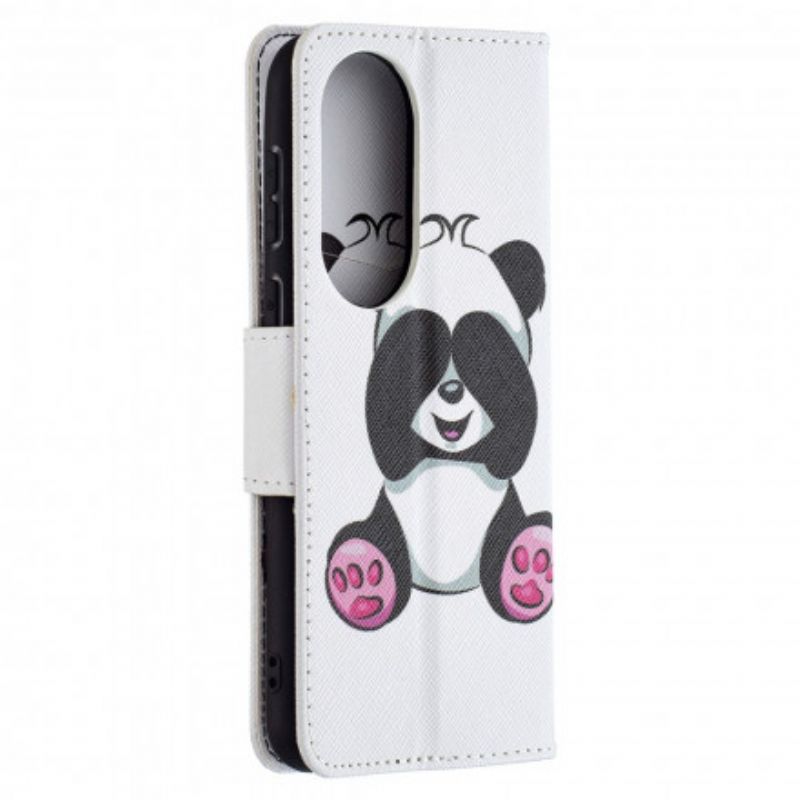 Lederhüllen Huawei P50 Panda Auf Bambus