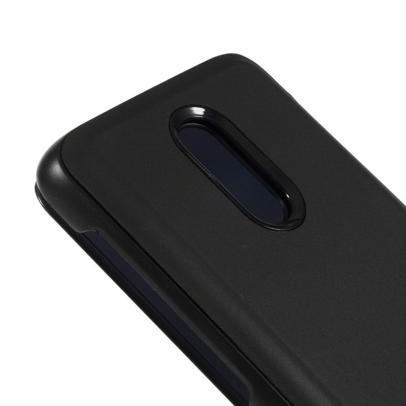 Ansichtsabdeckung OnePlus 7 Schwarz Spiegel Und Ledereffekt