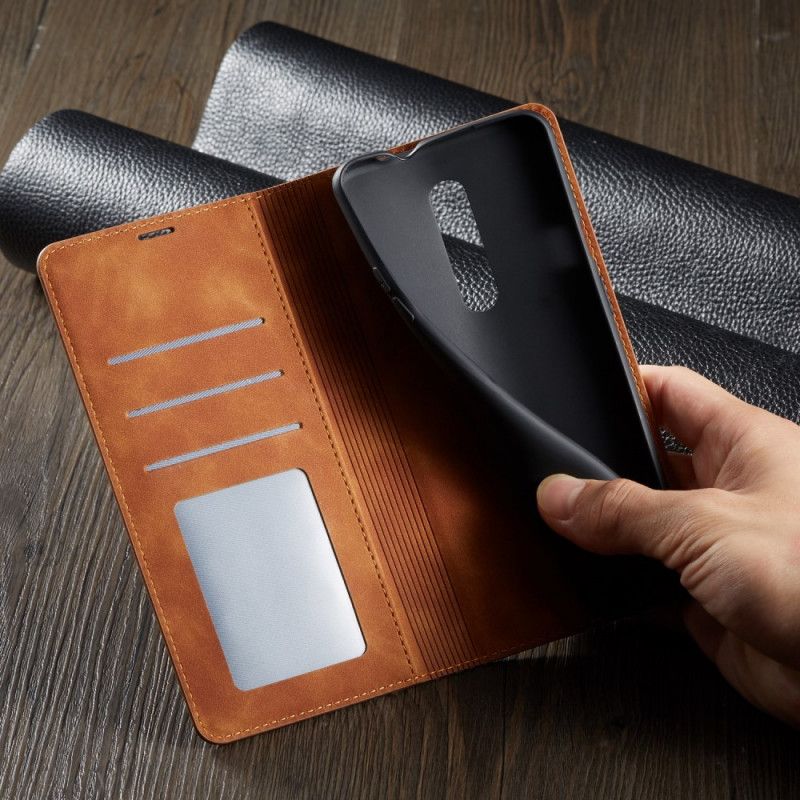 Flip Case Für OnePlus 7 Schwarz Forwenw Ledereffekt