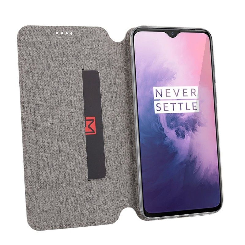 Flip Case OnePlus 7 Schwarz Strukturiertes Vili Dmx