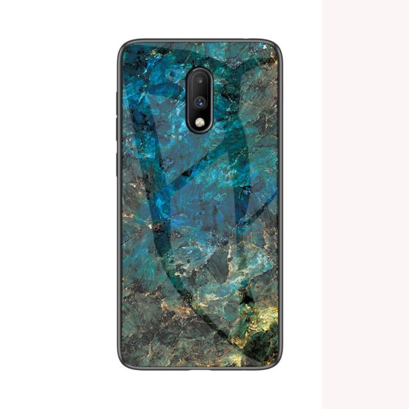 Hülle Für OnePlus 7 Schwarz Premum-Farben Aus Gehärtetem Glas