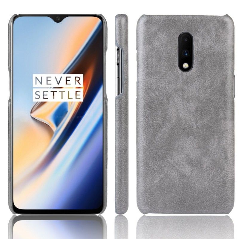 Hülle OnePlus 7 Schwarz Performance Lychee Ledereffekt