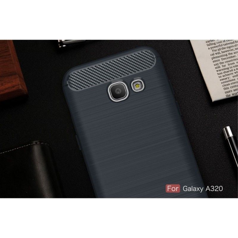 Hülle Samsung Galaxy A3 2017 Schwarz Gebürstete Kohlefaser