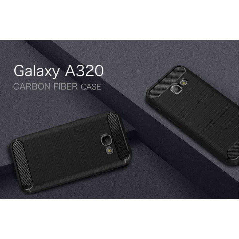 Hülle Samsung Galaxy A3 2017 Schwarz Gebürstete Kohlefaser