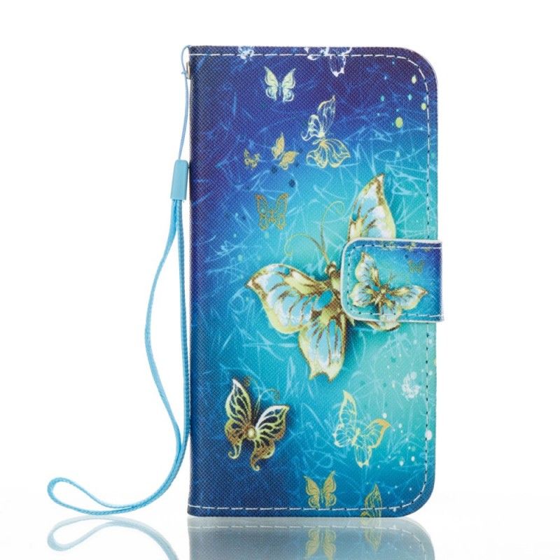 Lederhüllen Samsung Galaxy A3 2017 Goldene Schmetterlinge