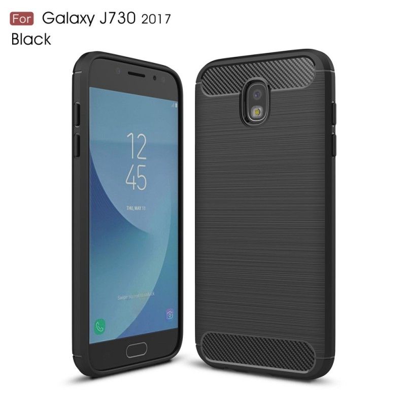 Hülle Für Samsung Galaxy J7 2017 Schwarz Gebürstete Kohlefaser