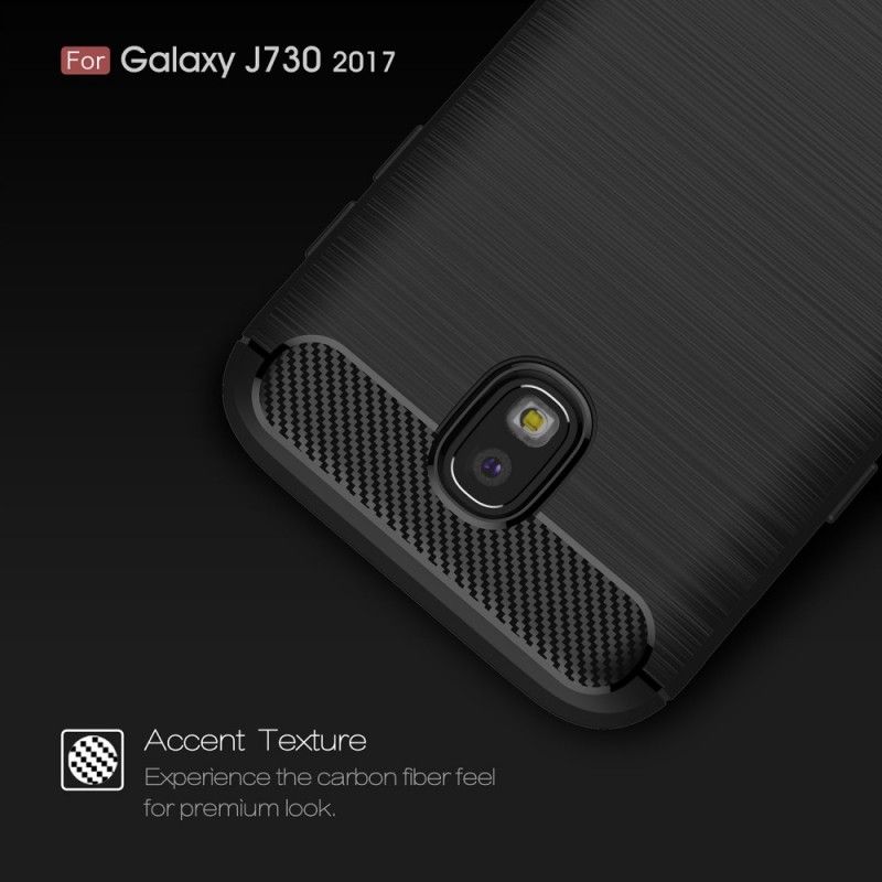 Hülle Für Samsung Galaxy J7 2017 Schwarz Gebürstete Kohlefaser