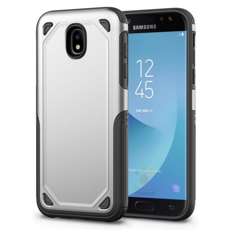 Hülle Samsung Galaxy J7 2017 Schwarz Rüstung Mit Metalleffekt