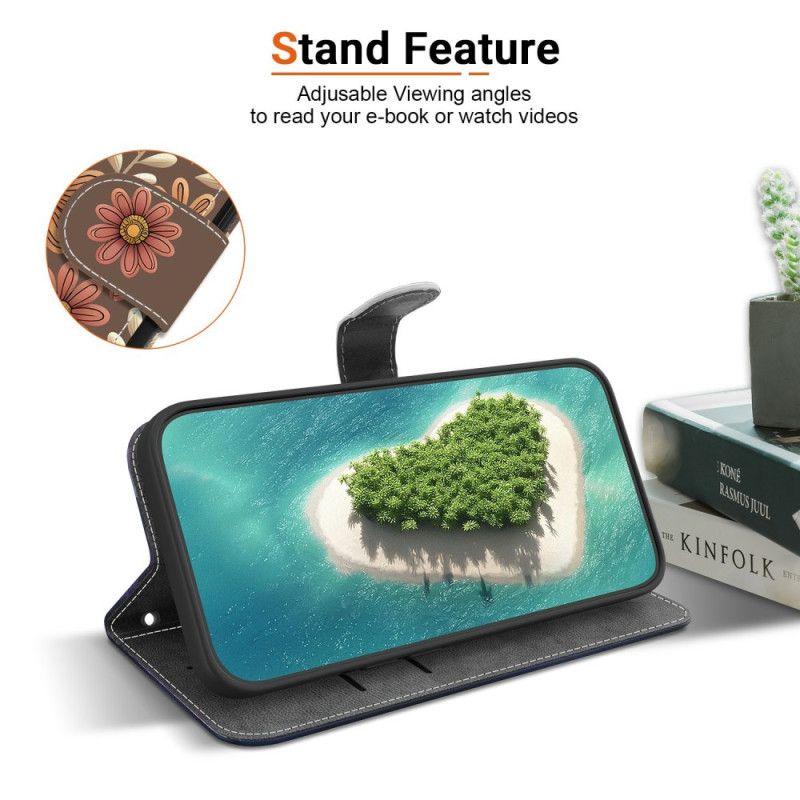 Lederhüllen Für Xiaomi Redmi Note 15 5g Braune Blumen