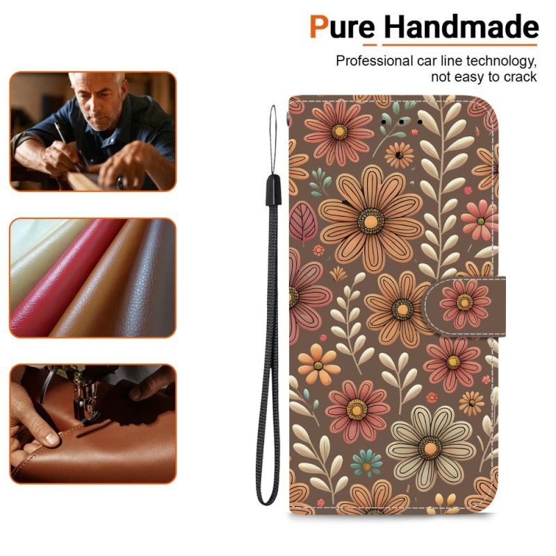 Lederhüllen Für Xiaomi Redmi Note 15 5g Braune Blumen