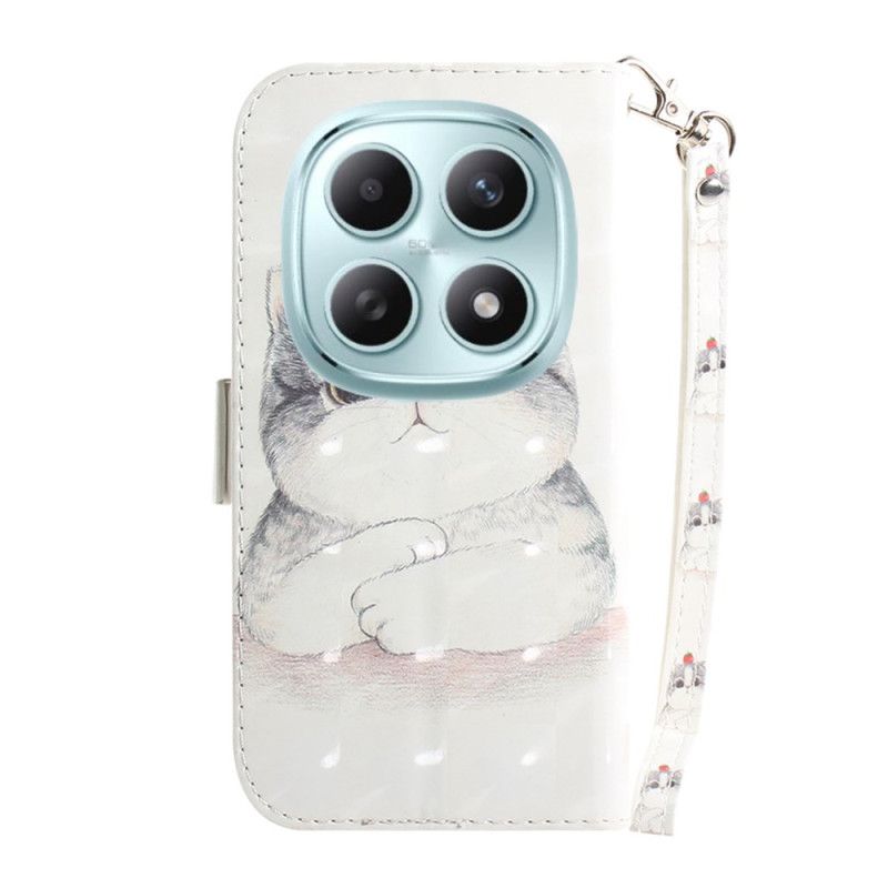 Lederhüllen Für Xiaomi Redmi Note 15 5g Süße Katze Mit Umhängeband