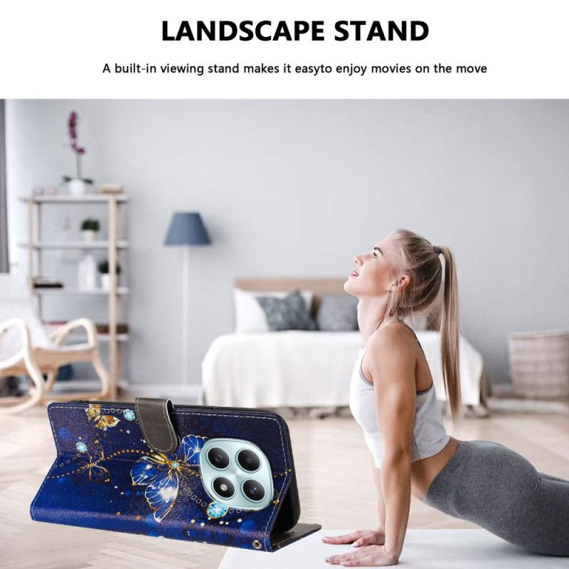 Lederhüllen Xiaomi Redmi Note 15 5g Blauer Schmetterling