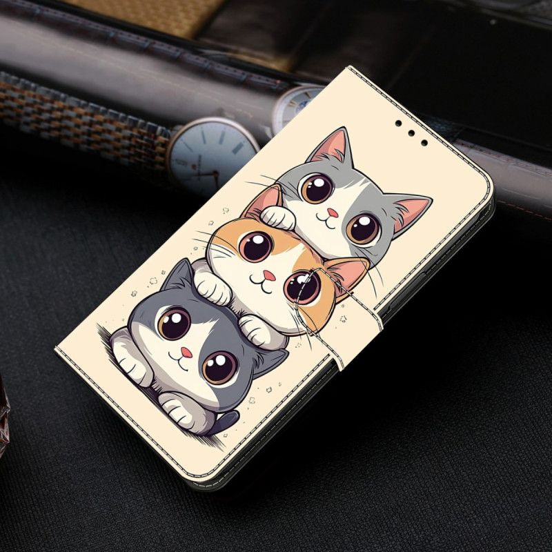 Lederhüllen Xiaomi Redmi Note 15 5g Gestapelte Katzen