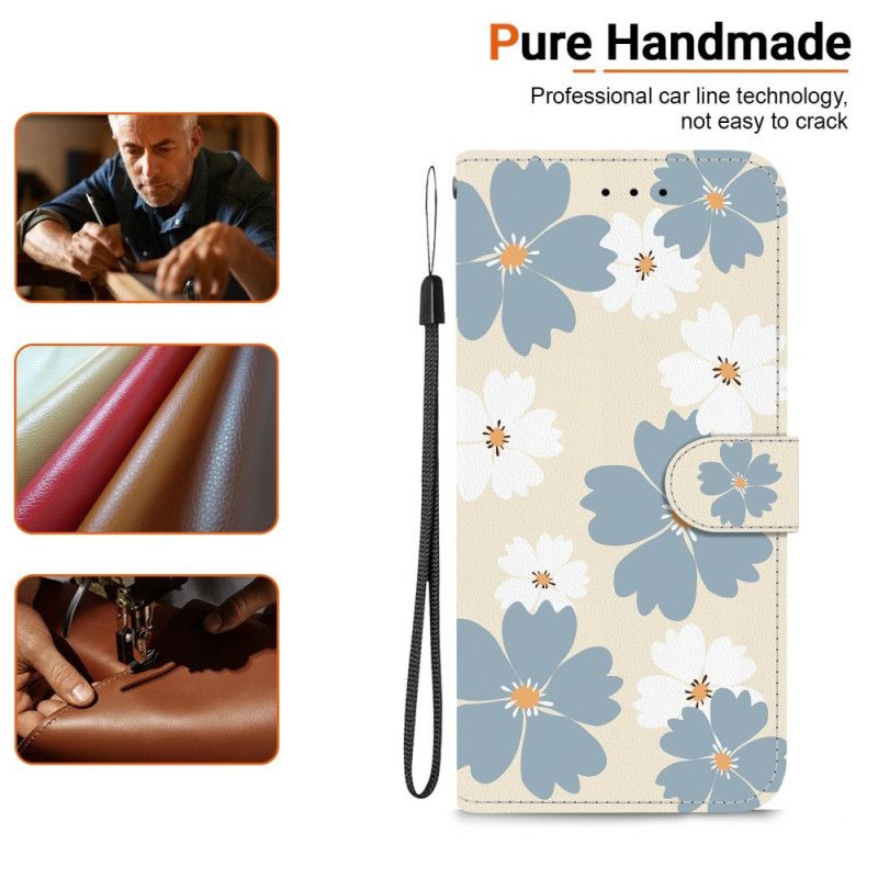 Lederhüllen Xiaomi Redmi Note 15 5g Handyhülle Blaue Gänseblümchen