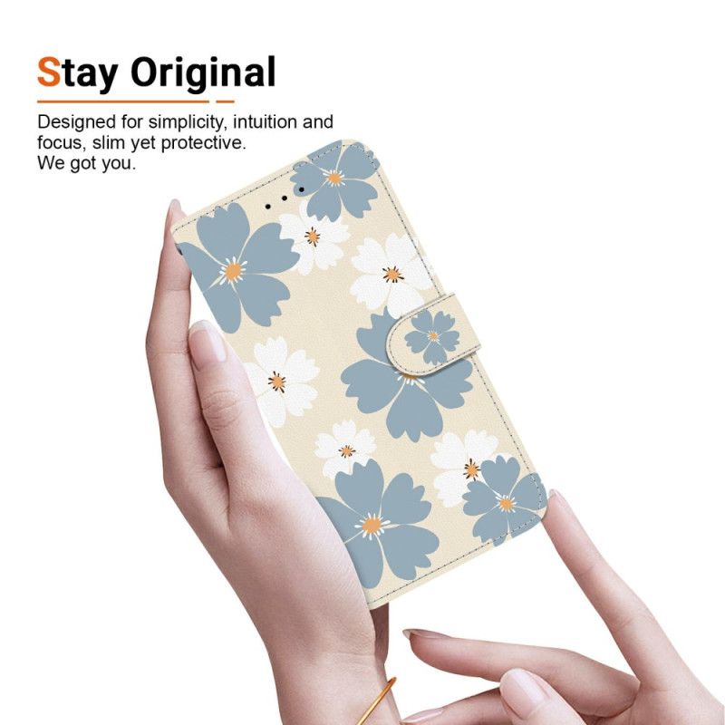 Lederhüllen Xiaomi Redmi Note 15 5g Handyhülle Blaue Gänseblümchen