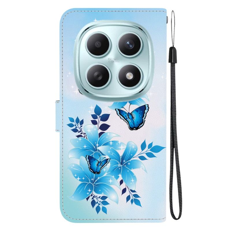 Lederhüllen Xiaomi Redmi Note 15 5g Handyhülle Blaue Schmetterlinge