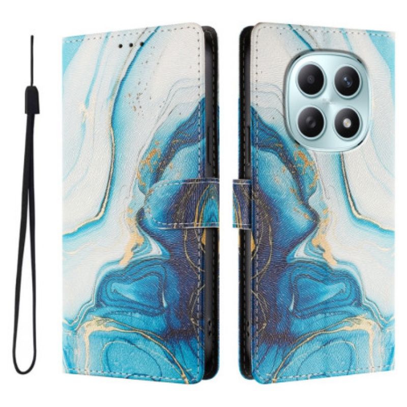 Lederhüllen Xiaomi Redmi Note 15 5g Handyhülle Blauer Marmor