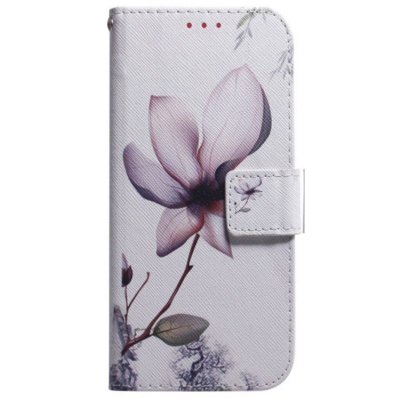 Lederhüllen Xiaomi Redmi Note 15 5g Handyhülle Rosa Blume