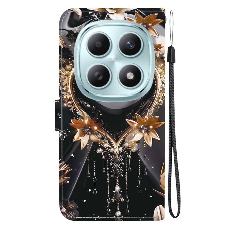 Lederhüllen Xiaomi Redmi Note 15 5g Handyhülle Schwarzes Und Goldenes Herz